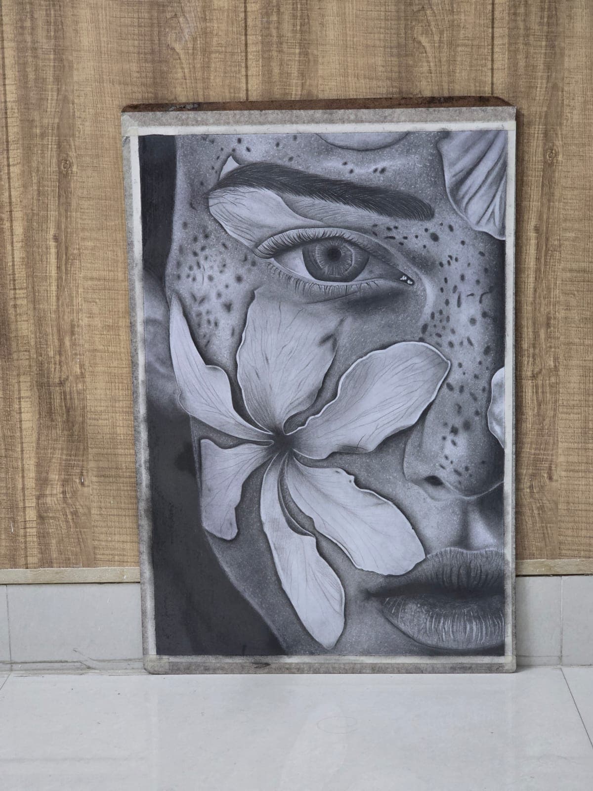 Pencil-shaded portrait sketch by a Creative Pod student