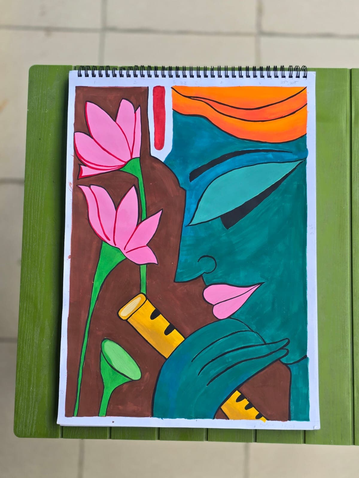 Colorful poster color composition by a student