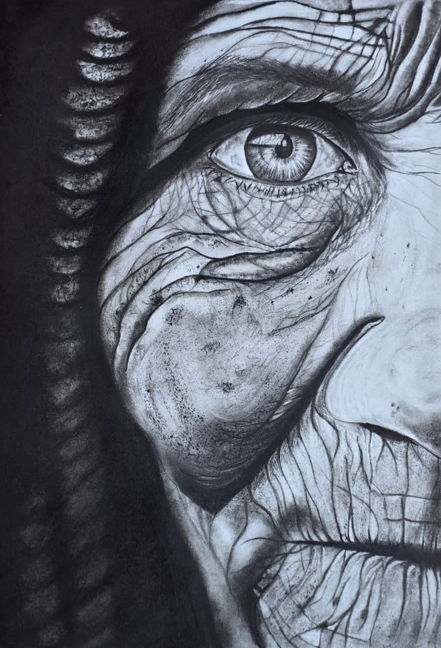 Expressive charcoal sketch of a figure