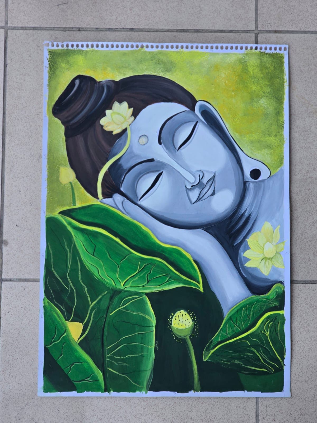 Bold poster color painting with flat vibrant hues