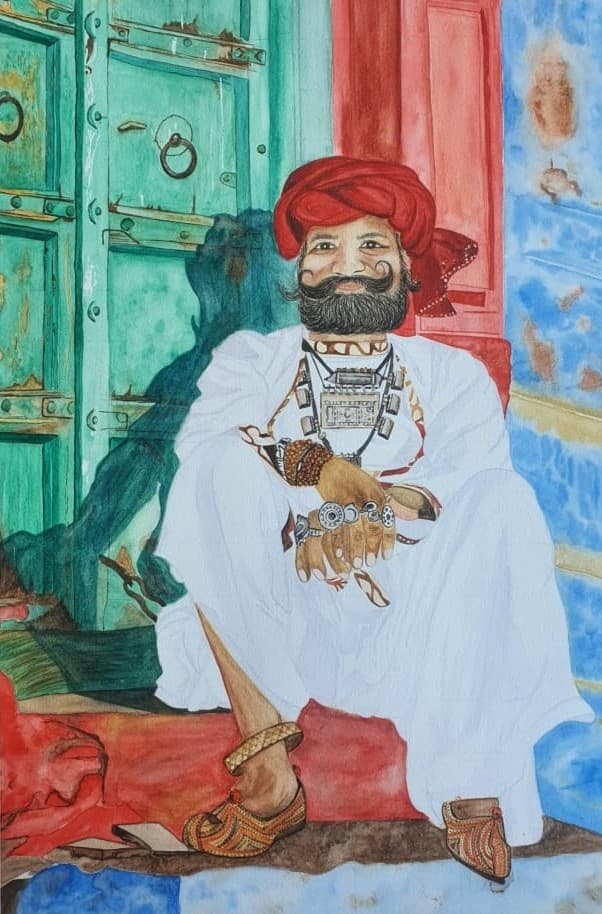 Student watercolor artwork with vibrant brushwork
