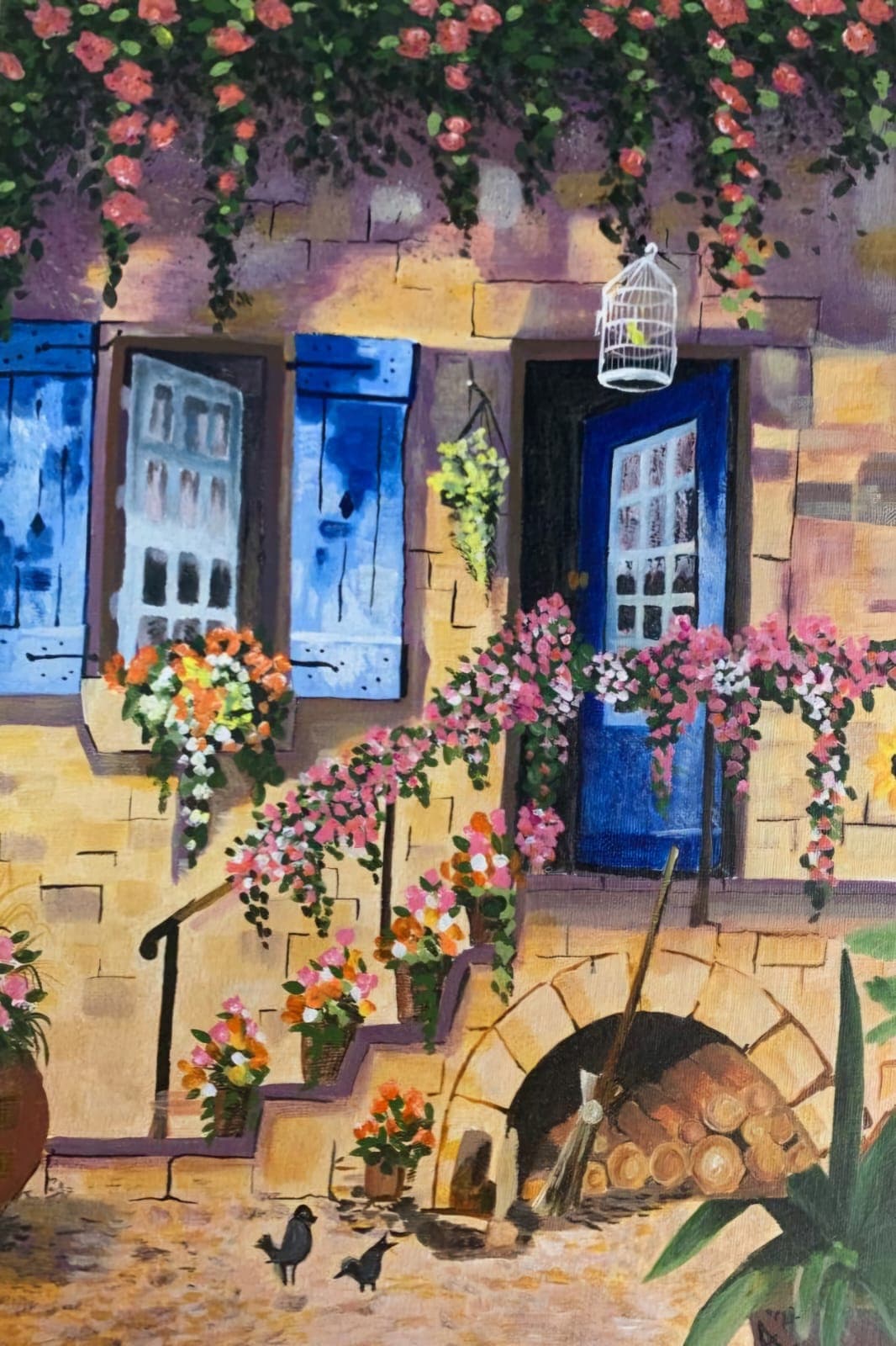 Acrylic painting exploring bold color layering