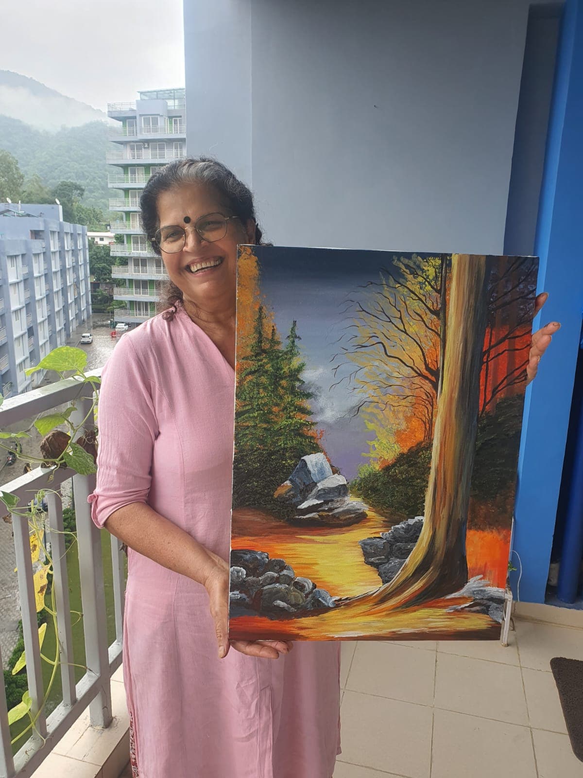 Student acrylic painting with bold colors