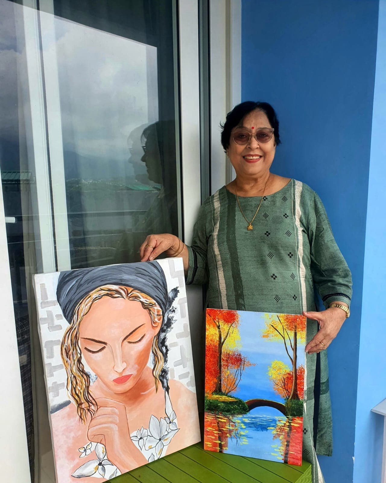 A finished painting resting on an easel, representing a lifetime of artistic growth